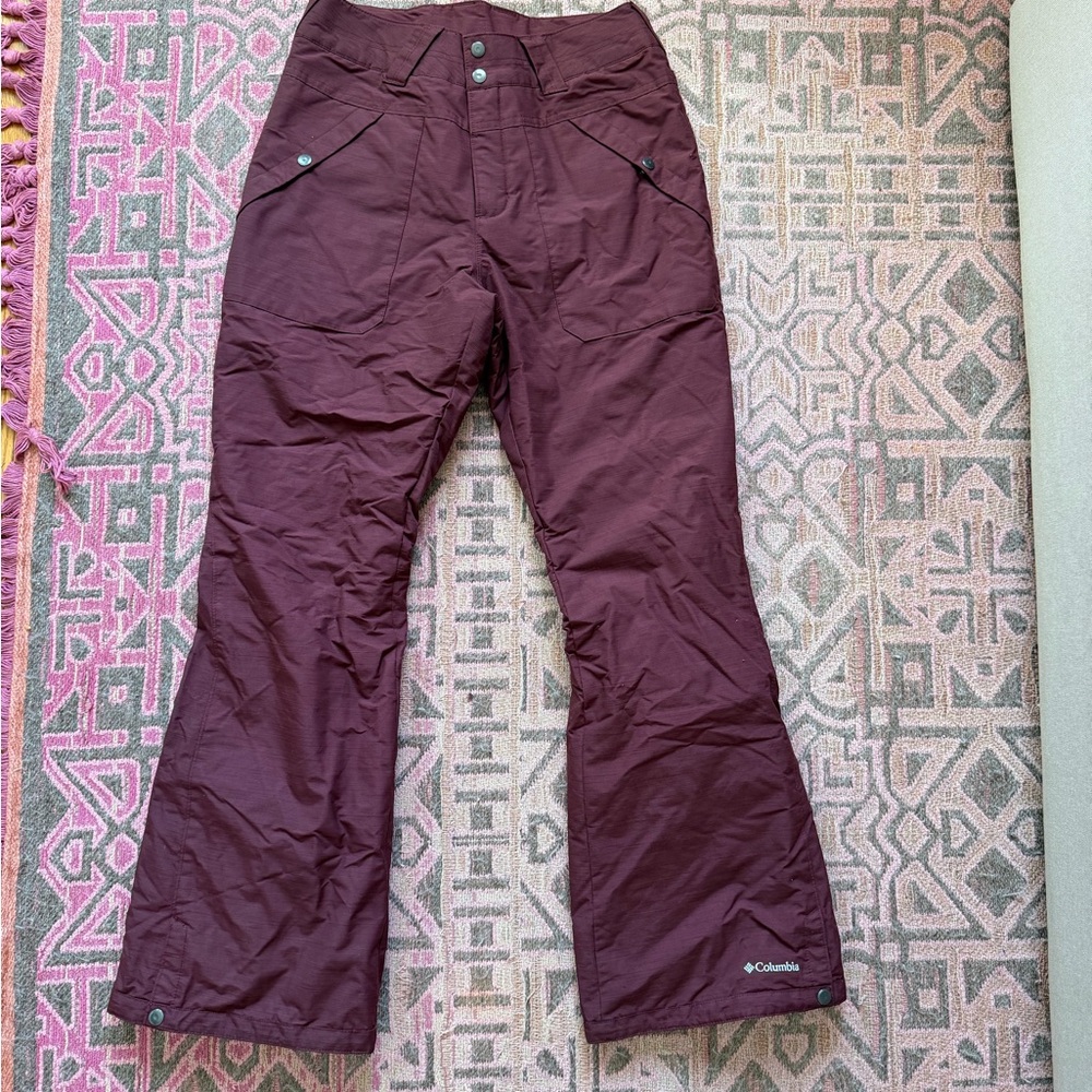 Columbia Omni-Heat Ski Snowboard Pants Women Small Waterproof Burgundy